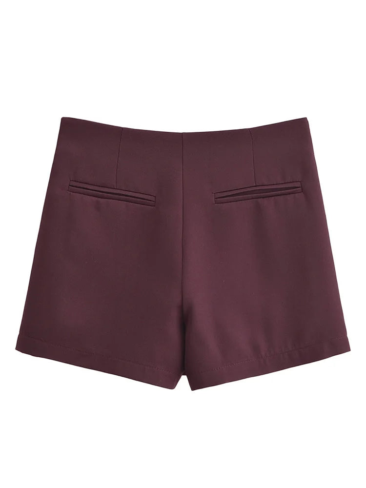 TFMLN New Spring Women Solid Skort Fashion Causal Side Zipper Mini Shorts  Skirts Vintage High Waist Streetwear Shorts Skirts
