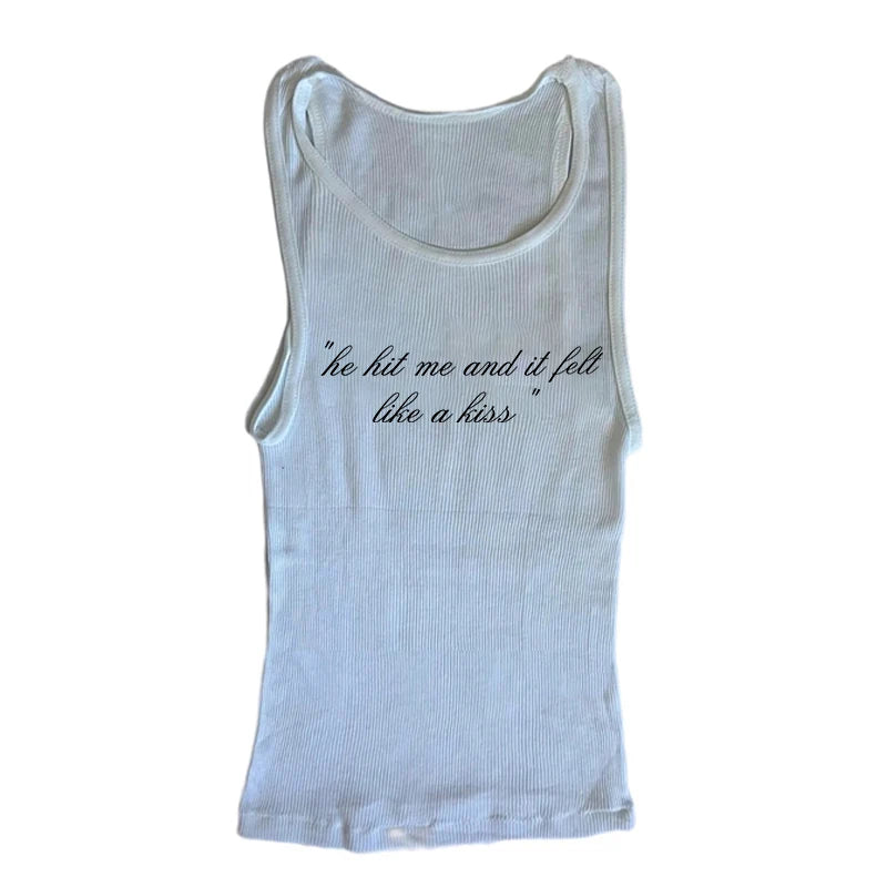 Punk Grunge Camisole Tops Streetwear Women's Sleeveless Corset Letter Print Cute Crop Tops Y2k Clothes Gothic Fairycore Tank Top