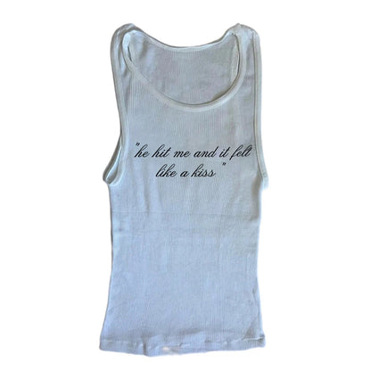 Punk Grunge Camisole Tops Streetwear Women's Sleeveless Corset Letter Print Cute Crop Tops Y2k Clothes Gothic Fairycore Tank Top