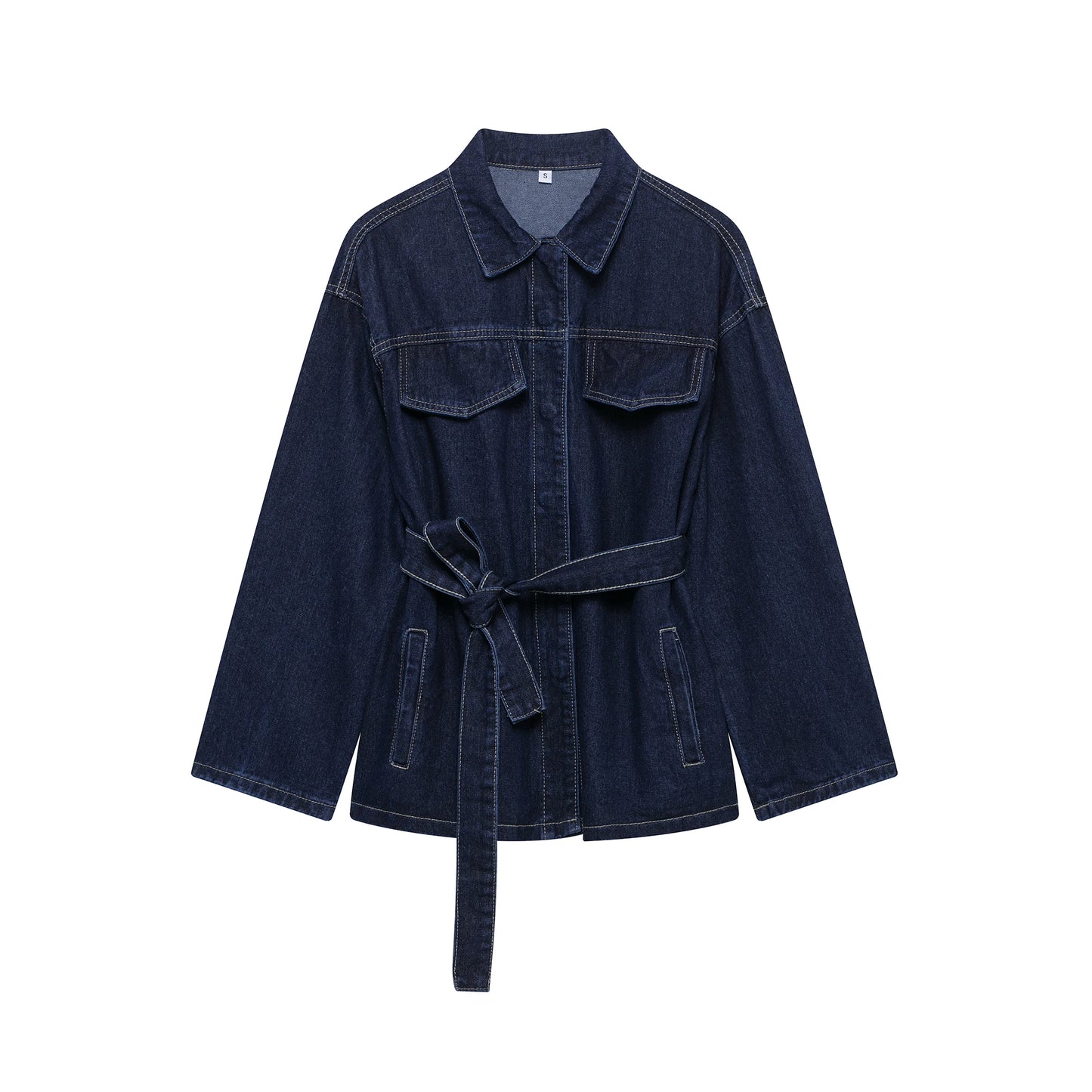 DUOPERI Women Fashion 2 Pieces Sets With Belt Denim  Jackets & Vintage Front Zipper Jeans Trousers Feamle Chic Lady Pants Sets