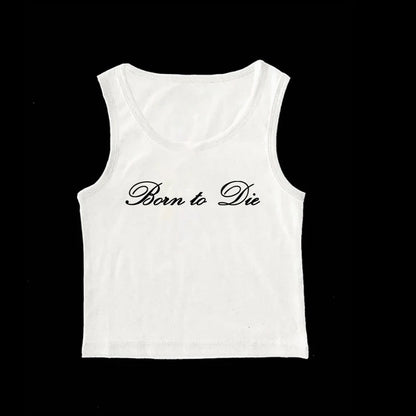 Women's Sleeveless Camisole Y2K Sexy Lace Streetwear Hip Hop Punk Rock vintage Emo Girls Chic Letter Print Gothic Slim baby Tops