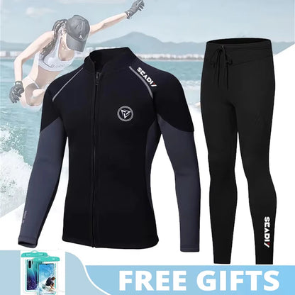 New 3mm/2MM Neoprene Men Women Wetsuit Scuba Zipper Jacket Pants Spearfishing Swimwear Kayak Surfing Swimsuit Diving Suit