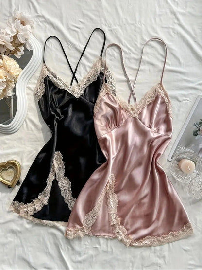 Women's Sexy Nightdress Comfortable Two-Piece Lace Pajama Set for Sleepwear Two-piece