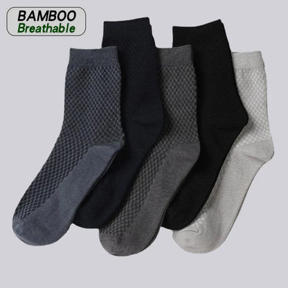 5 Pairs Men Bamboo Fiber Crew Socks Man High Quality Summer Winter Business Breathable Black Male Dress Ankle Socks Man
