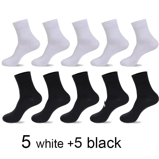 5/10 Pairs High Quality Men‘s Socks Cotton Casual Business Middle Black Breathable Male Crew Socks Dress Gifts Socks Size 38-44