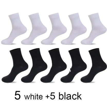 5/10 Pairs High Quality Men‘s Socks Cotton Casual Business Middle Black Breathable Male Crew Socks Dress Gifts Socks Size 38-44