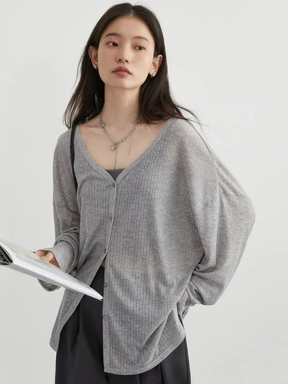 CHIC VEN Women's Cardigan New V-neck Long Sleeved Female Shirt Female Jumpers Sun Protection Woman Top Spring Summer 2026