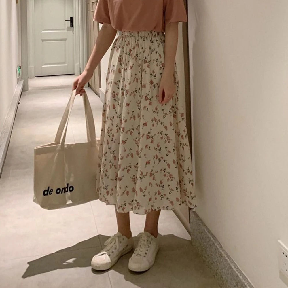 Skirt a word broken flower fairy woman super fairy sen department fairy small fresh thin temperament long skirt