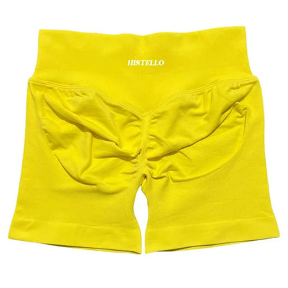 HISTELLO Sports Shorts Low Waist Seamless Scrunch Stretch Women Breathable Elastic Fitness Running Gym Yoga Workout Leggings