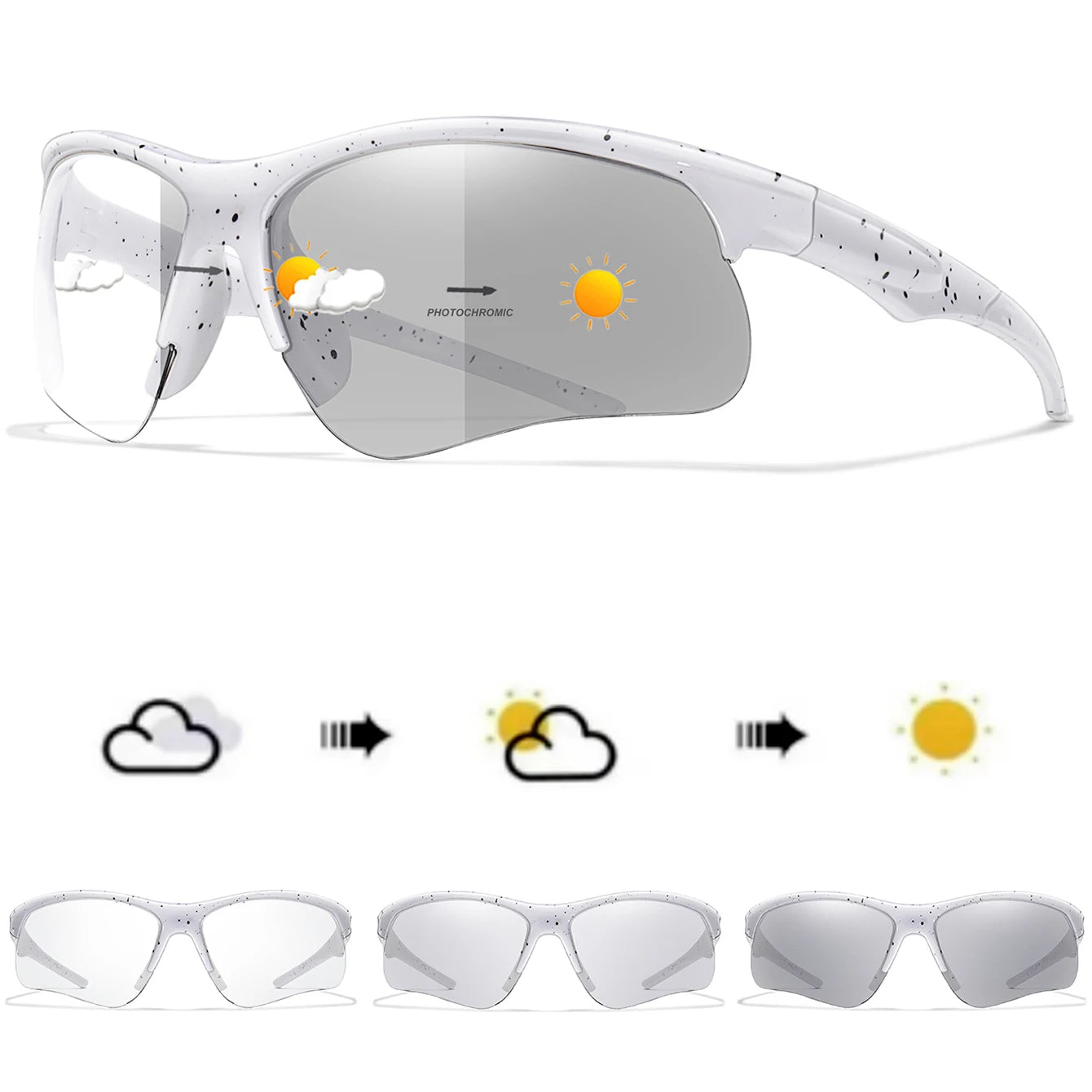 Trendy Style Photochromic Sunglasses For Men Women Outdoor Mtb Bicycle Cycling Runnging Eyewear Sports Bike Windproof Goggles