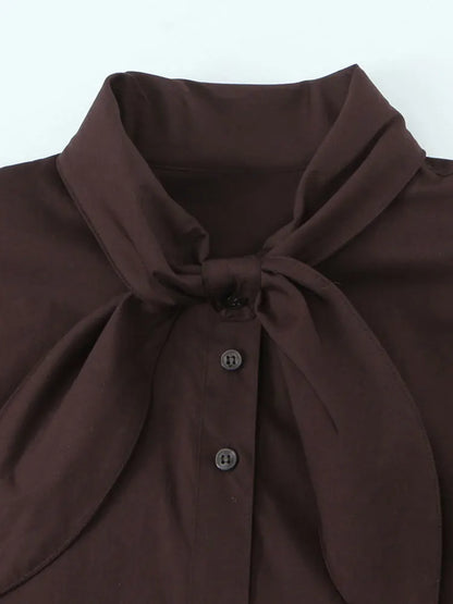 NLZGMSJ Woman Scarf Shirts 2025 Autumn Elegant Office Lady Loose Chic Slim Daily Full Sleeve Daily Shirts