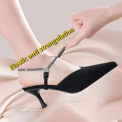 Rhinestone High Heels Shoes Band Anti-loose for Women Shoelaces Invisible Anti-drop Heel Straps Belt Drill Elastic Fixed Belts
