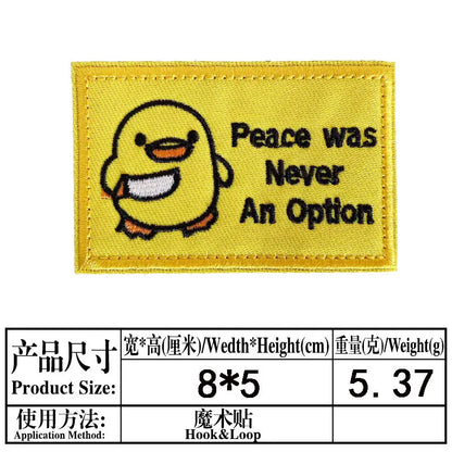 Cartoon Animal Duck with Knife Morale Badge Missile FAFO Embroidery Hook and Loop Patches Tactical Backpack Jacket Sticker