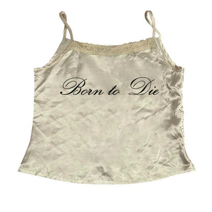 Women's Sleeveless Camisole Y2K Sexy Lace Streetwear Hip Hop Punk Rock vintage Emo Girls Chic Letter Print Gothic Slim baby Tops