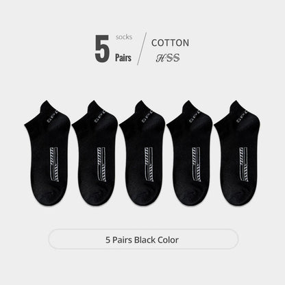 HSS 5Pairs Organic Cotton Men Socks Ankle Breathable Mesh Sports Sock Casual Athletic Summer Thin Short Sokken Plus Size EU40-46