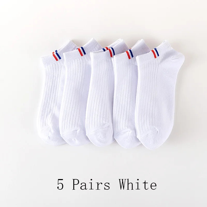 5/10/20 Pairs Of Thin Summer Blending Boat Socks Plain Color Mens Casual Socks Breathable Sweat Absorbing Calibration Socks