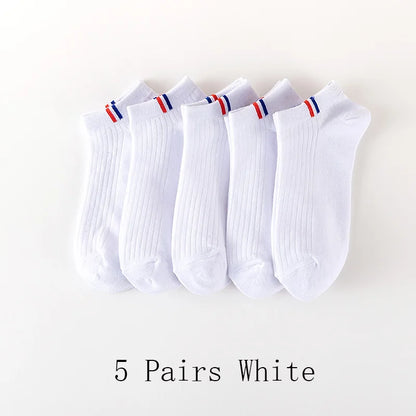 5/10/20 Pairs Of Thin Summer Blending Boat Socks Plain Color Mens Casual Socks Breathable Sweat Absorbing Calibration Socks
