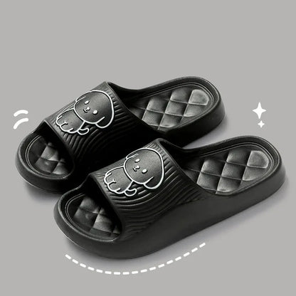 Cute Carton Slippers Bathroom Slippers Cloud Cushion Slides Summer Soft Thick Platform Home Men Indoor Non-slip Flat Flip Flops