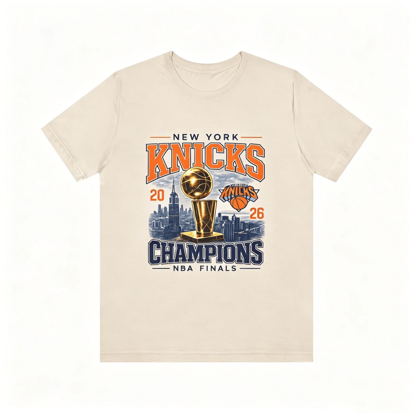 New York Knicks Champions Tee 2026 Finals Trophy City Skyline T-shirt 2026 Summer New Men's Women's Fashion Cotton T-shirt Y2K
