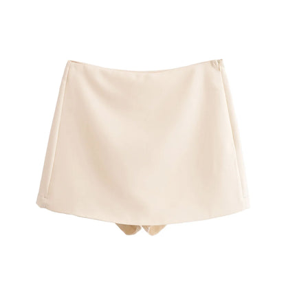 TFMLN New Spring Women Solid Skort Fashion Causal Side Zipper Mini Shorts  Skirts Vintage High Waist Streetwear Shorts Skirts
