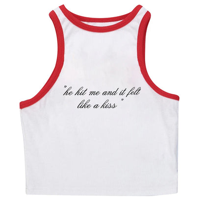 Punk Grunge Camisole Tops Streetwear Women's Sleeveless Corset Letter Print Cute Crop Tops Y2k Clothes Gothic Fairycore Tank Top