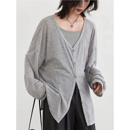 CHIC VEN Women's Cardigan New V-neck Long Sleeved Female Shirt Female Jumpers Sun Protection Woman Top Spring Summer 2026