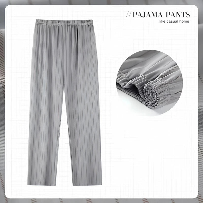 Extra Large Size Stylish Pajama Pants for Men, Spring and Autumn, Plus Size, Oversized, Casual Long Pants, Thin Style, Home Wear Pants
