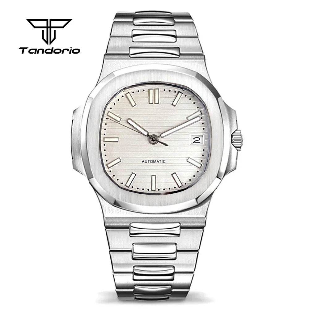 Simple Retro 40mm Square Sapphire Glass 100m Waterproof NH35A Automatic movement Dress WristWatch for Mens Green Luminous