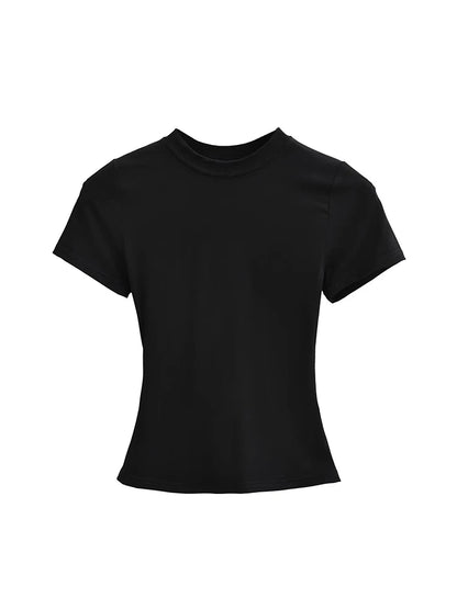 Slim Fit Solid Color Women's Casual T-shirt Short Sleeve Fashion Trend Y2K Top High Quality 2025 New Arrival