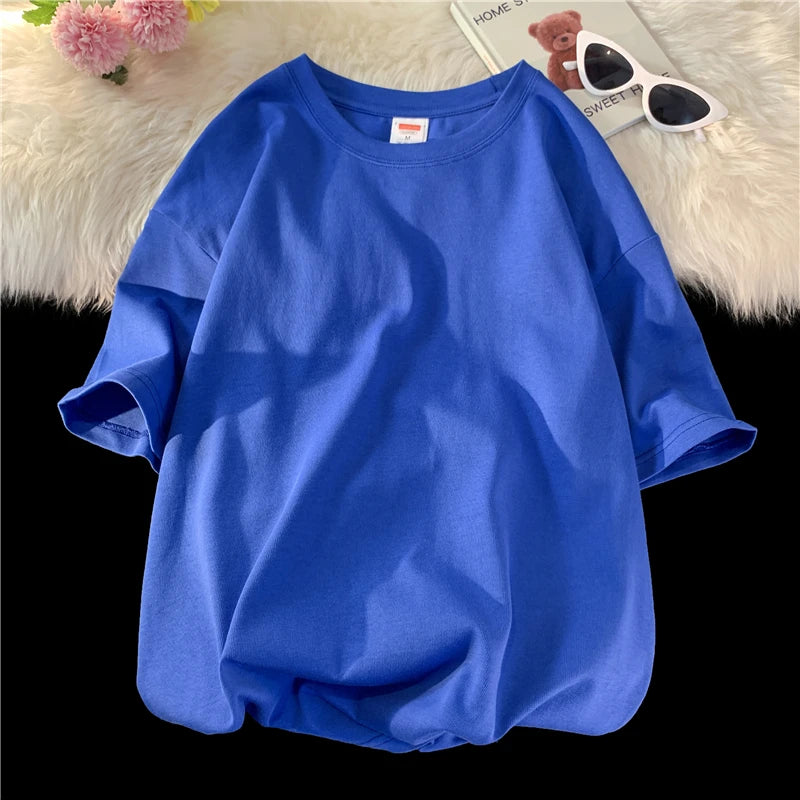 LEGIBLE Summer short sleeve T-Shirt  Women Tee Shirt  Loose Solid Basic T Shirt Women Casual O-neck Hipster Tshirt Top