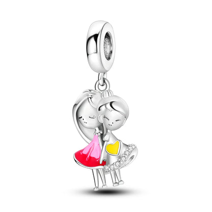 Fit Original Bracelet 925 Silver Ballet Girl Red High Heels Charms Pendants For Women Jewelry Making Gift