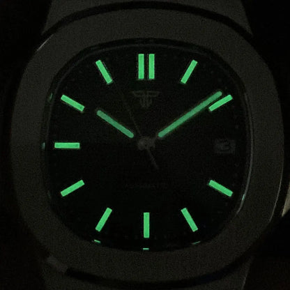 Simple Retro 40mm Square Sapphire Glass 100m Waterproof NH35A Automatic movement Dress WristWatch for Mens Green Luminous
