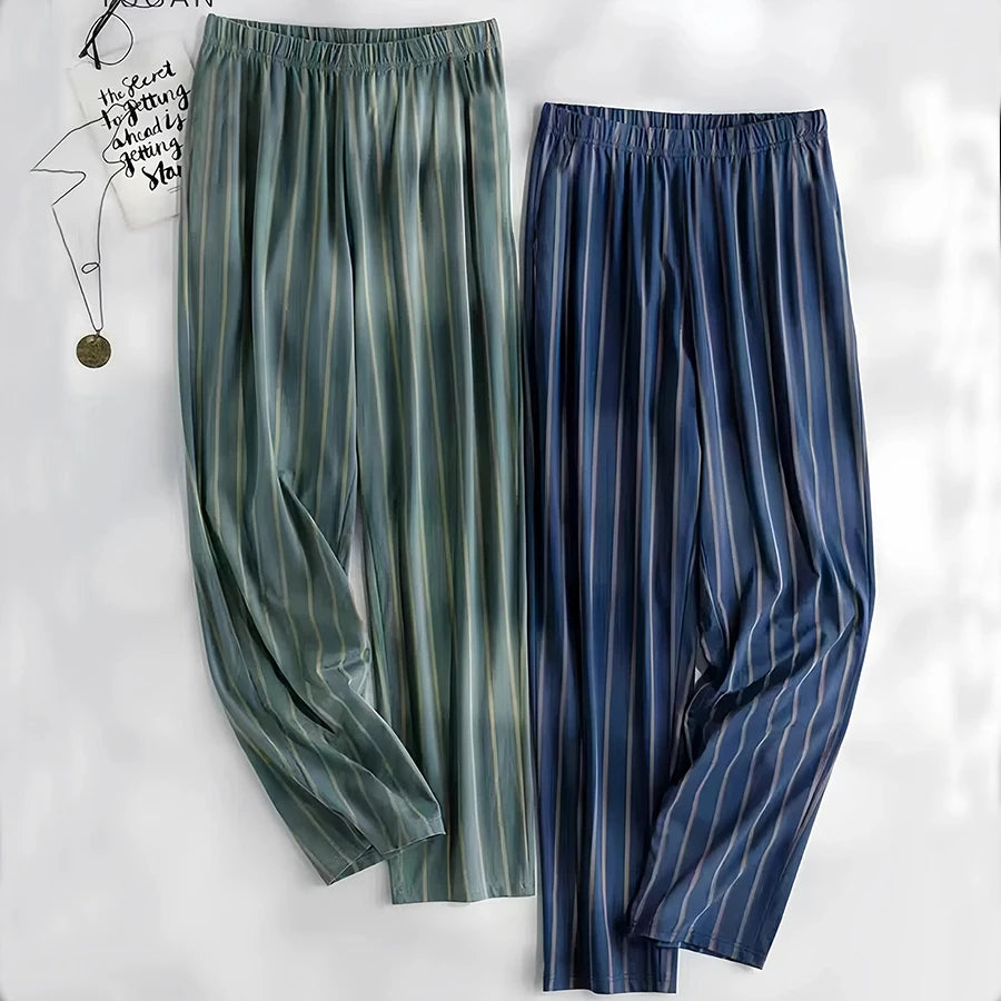 Extra Large Size Stylish Pajama Pants for Men, Spring and Autumn, Plus Size, Oversized, Casual Long Pants, Thin Style, Home Wear Pants