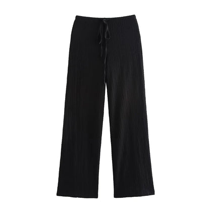 Willshela Women Fashion 2 Piece Set Solid Single Breasted Tank Tops & Vintage HIgh Elastic Waist Pants Female Chic Pants Suit