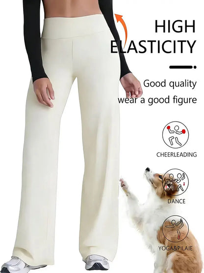 Soft Sports Straight Leg Pants Womens Mid Waist Yoga Trouser Fitness Workout Leggings Naked Feeling Pilates Running Sweatpants