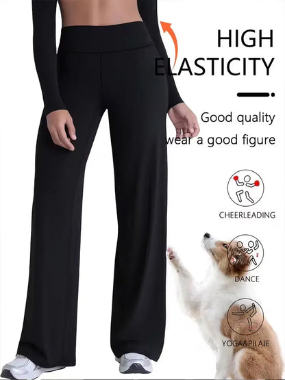 Soft Sports Straight Leg Pants Womens Mid Waist Yoga Trouser Fitness Workout Leggings Naked Feeling Pilates Running Sweatpants