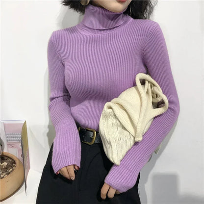Women Turtleneck Sweater Knitted Soft Pullovers cashmere Jumpers Basic Solid Soft Sweaters Women Autumn Winter Casual Tops