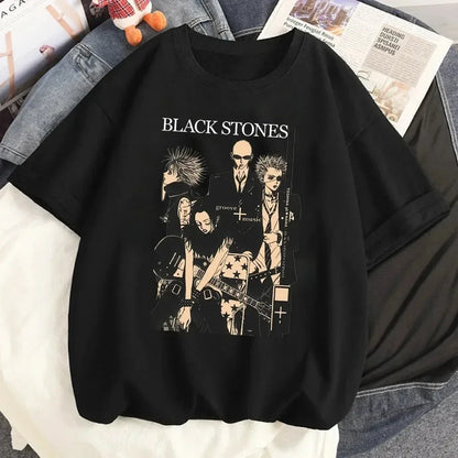 NANA Japanese Anime T-shirt Cartoon Print Unisex Tops Black Stones Streetwear Sweatshirt Men Women Tees Female Streetwear