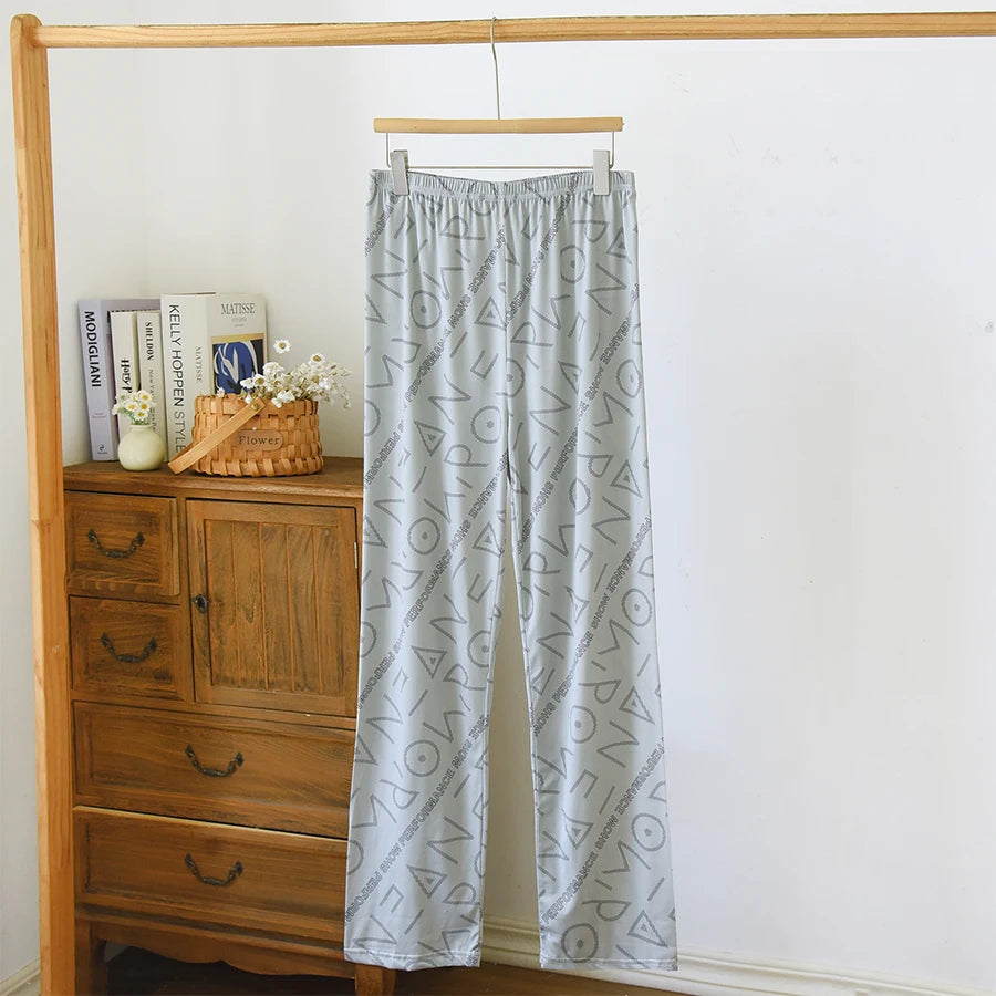 Extra Large Size Stylish Pajama Pants for Men, Spring and Autumn, Plus Size, Oversized, Casual Long Pants, Thin Style, Home Wear Pants