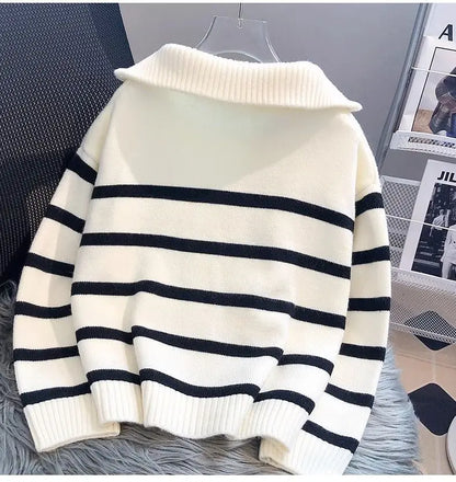 Sweater pullover women Spring and Autumn underwear New zipper stripe underlay short style popular premium sweater female