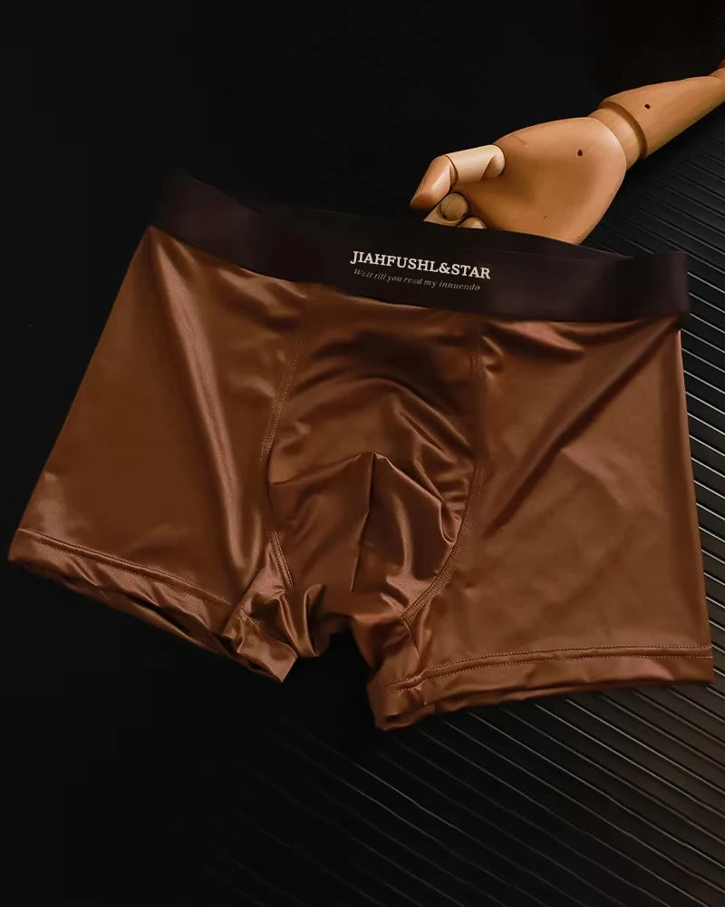 4pcs Luxury Summer Smooth Cool Satin-like Men's Boxer Shorts Underpants Breathable Crotch Male Underwear Panties Boxer Brifes