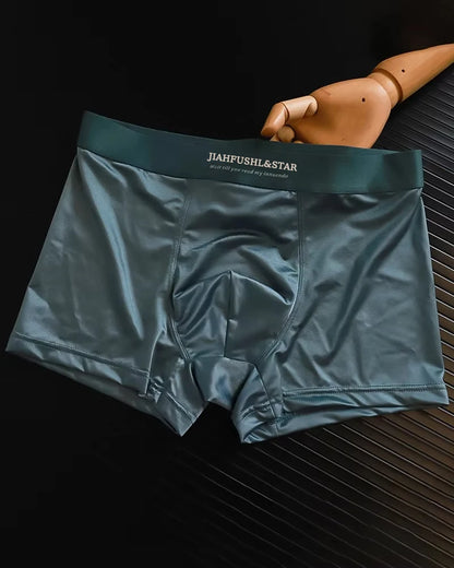 4pcs Luxury Summer Smooth Cool Satin-like Men's Boxer Shorts Underpants Breathable Crotch Male Underwear Panties Boxer Brifes