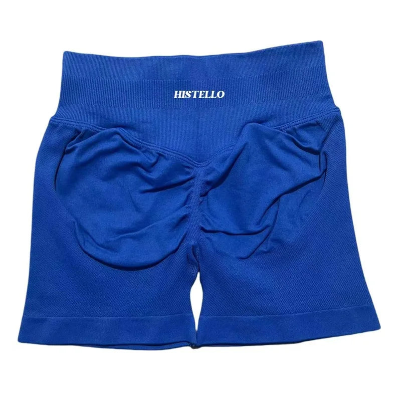 HISTELLO Sports Shorts Low Waist Seamless Scrunch Stretch Women Breathable Elastic Fitness Running Gym Yoga Workout Leggings