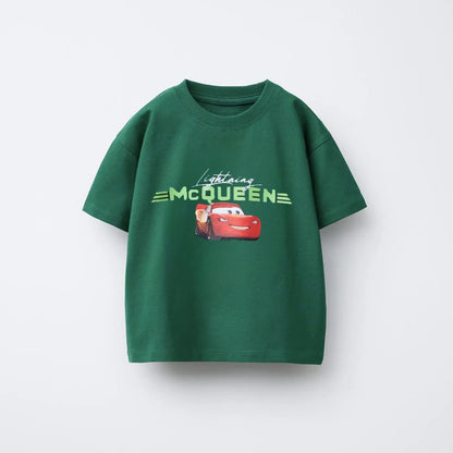 Trendy Tshirt Cartoon Car Printed Short Sleeve Tops New Design Tees Summer Clothes Toddler Pure Cotton T Round Neck Pullovers