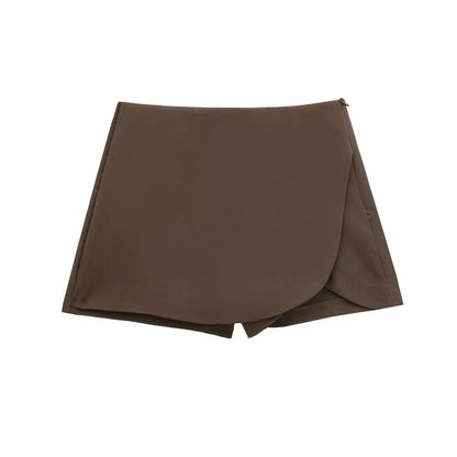 MUJER 2025 Asymmetric Skort For Women Pink Black Mini Skirt Shorts Woman Fashion High Waist Short Skirts Summer Casual Shorts