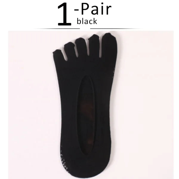 1/5 Pairs Summer Invisible No Show Five Finger Socks Mens Thin Velvet Non-Slip Mesh Breathable Elastic Solid Silk Socks Toes