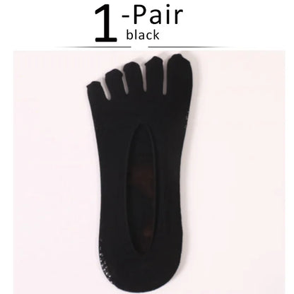1/5 Pairs Summer Invisible No Show Five Finger Socks Mens Thin Velvet Non-Slip Mesh Breathable Elastic Solid Silk Socks Toes