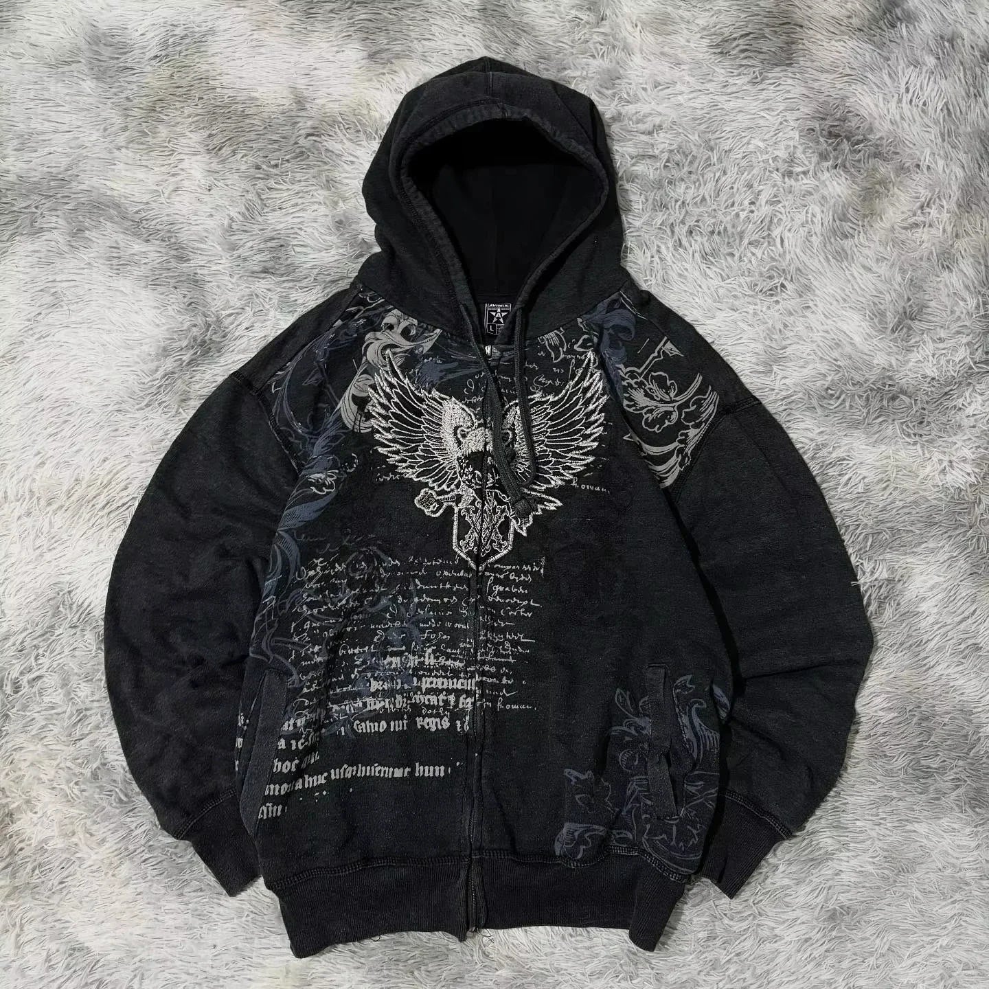 American Double-Sided Plaid Loose Zipper Hoodie Men Y2K New Harajuku Hip-Hop Gothic Couple Casual Joker Sweatshirt Street Wear