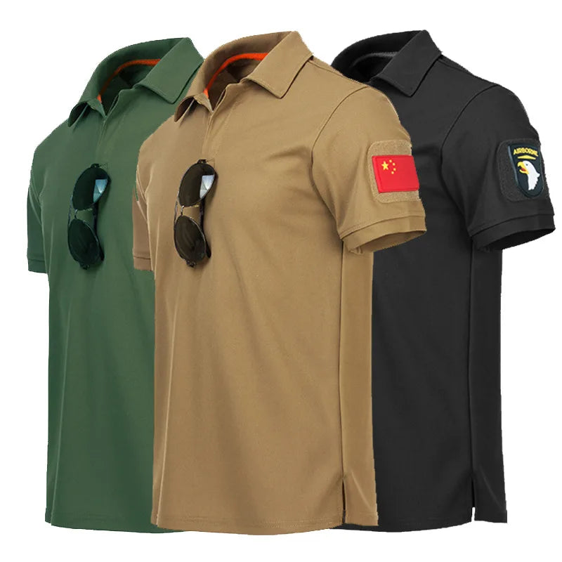 Men's Summer Quick Dry Short Sleeve Tactical T-shirt Sport Short Sleeve Breathable Workwear Running Hiking Casual Short Sleeve