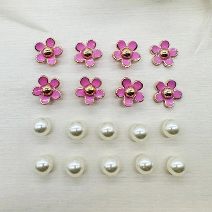 3D Cute Daisies Pearl Set Shoe Charms Accessories for Slide Sandals DIY Clogs Decoration Shoe Buckle Pins Shoe Decoration Gifts